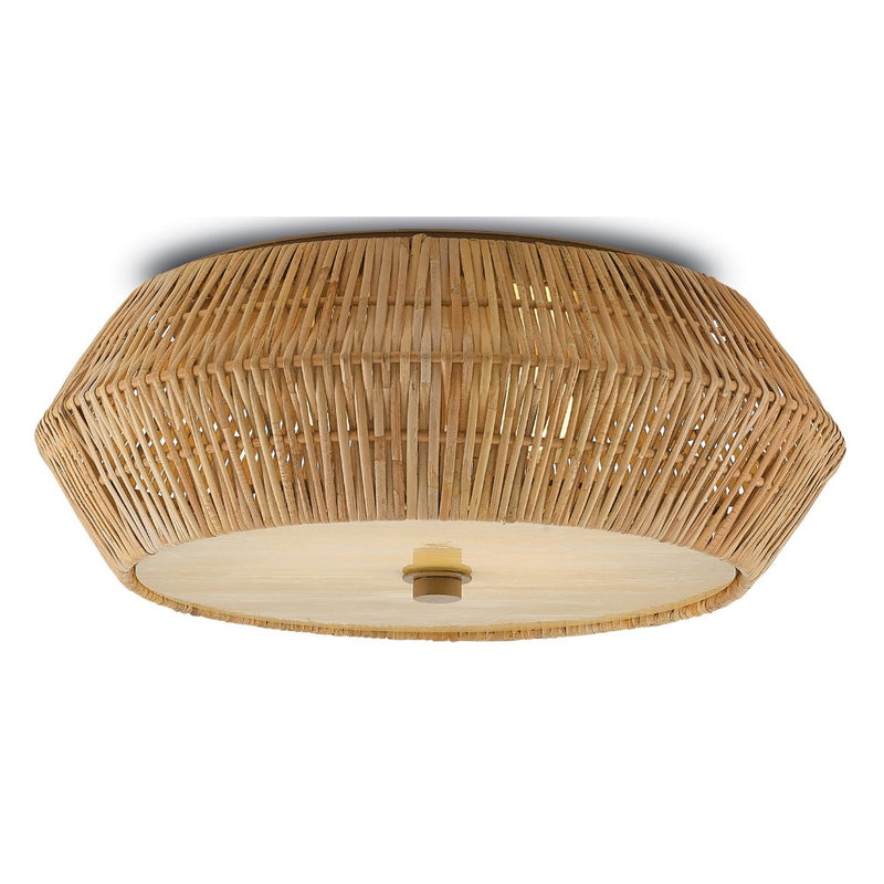 round flush mounted ceiling light fixture geometric natural rattan diffuser