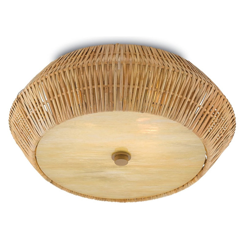 round flush mounted ceiling light fixture geometric natural rattan diffuser