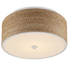 round ceiling mounted lighting fixture white finish natural abaca rope diffuser