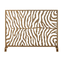 Decorative metal screen with zebra pattern on a white background