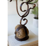 handmade distressed metal caged rock olive branch dove sculpture