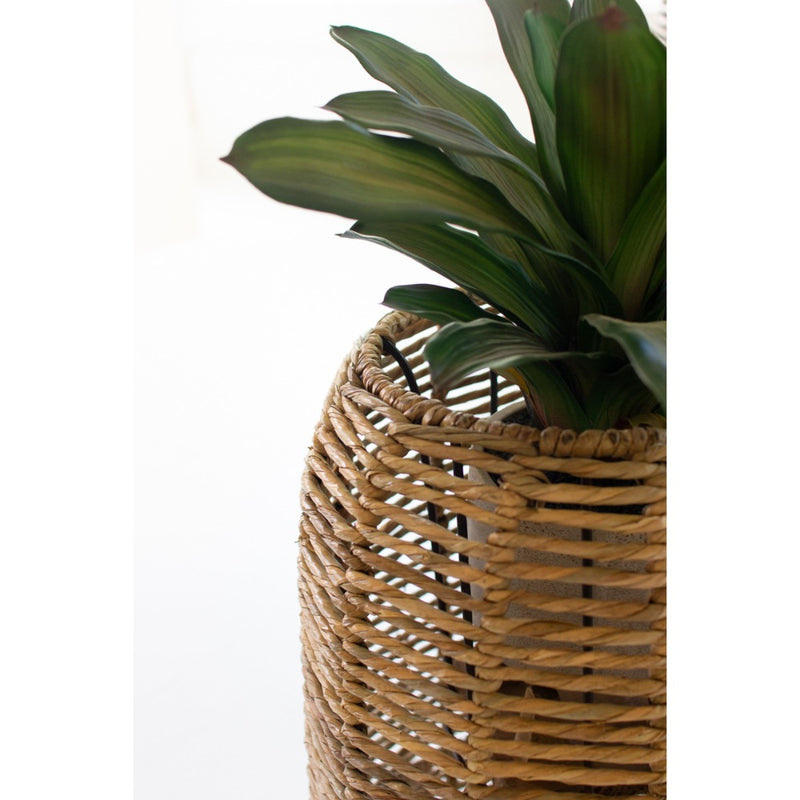 seagrass barrel planters set large small round organic