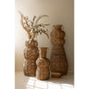 set of 3 woven seagrass and iron floor vases