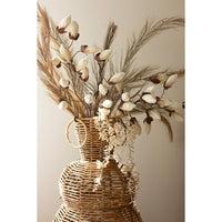 set of 3 woven seagrass and iron floor vases