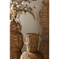 set of 3 woven seagrass and iron floor vases