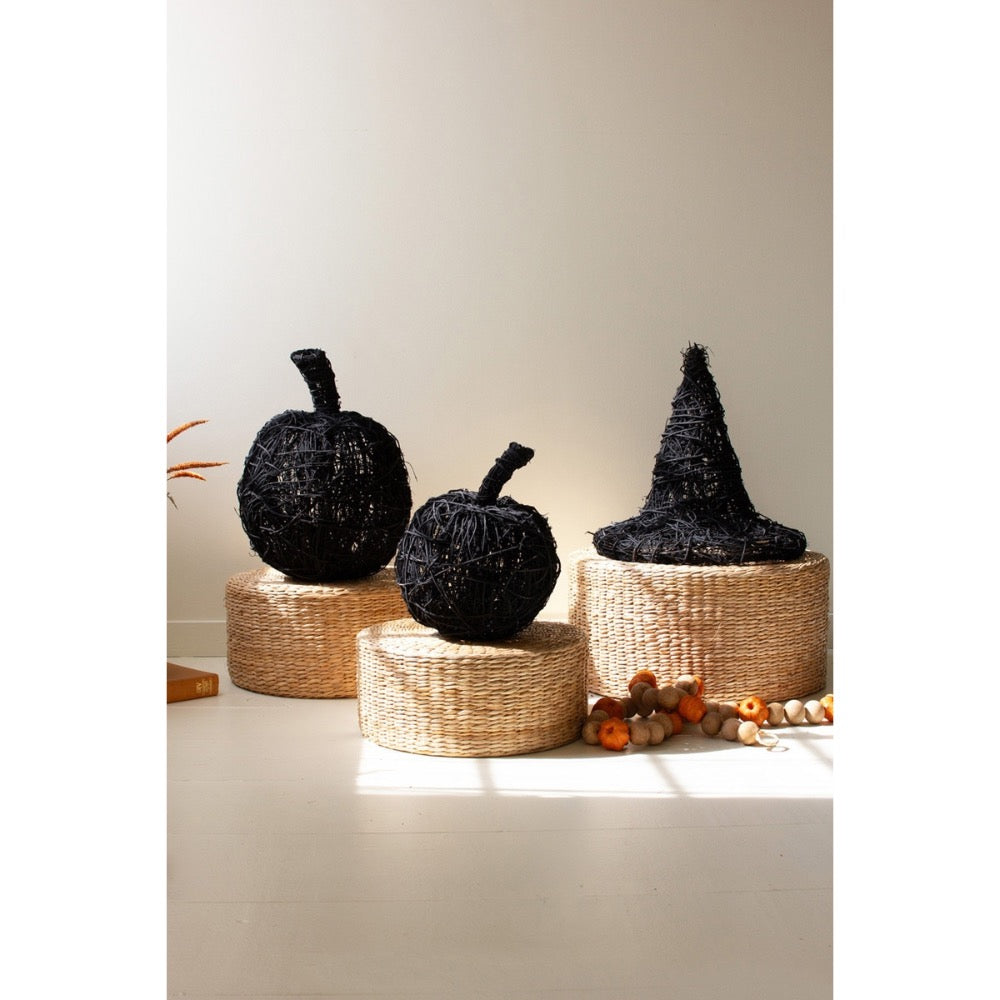 black painted twig pumpkins set of 2 small large