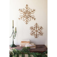 woven natural oversized snowflakes set of 2 natural