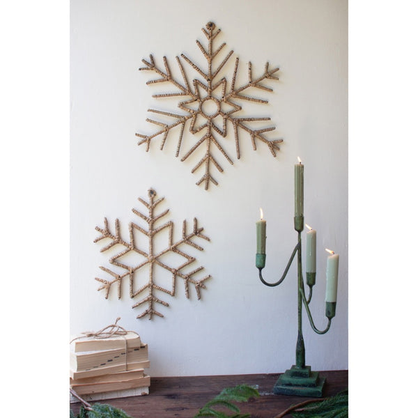 woven natural oversized snowflakes set of 2 natural