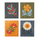 Hand Painted Recycled Wood Floral Wall Art 