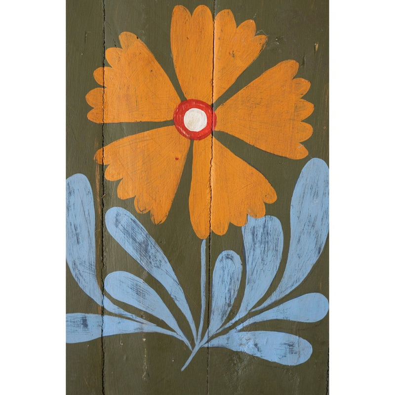 Hand Painted Recycled Wood Floral Wall Art 