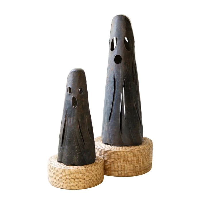 rustic iron ghost luminaries set of 2