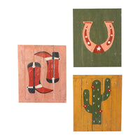 Hand Painted Recycled Wood Western Wall Art