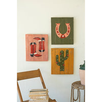 Hand Painted Recycled Wood Western Wall Art