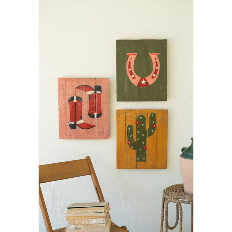 Hand Painted Recycled Wood Western Wall Art