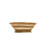 round woven basket a white background