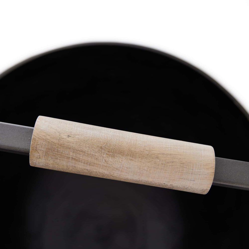 blackened aluminum firewood basket handle