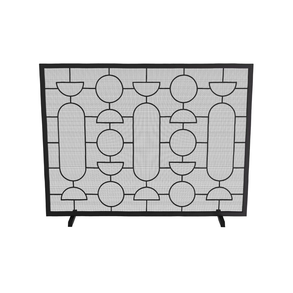 fireplace screen natural iron geometric gray finish 