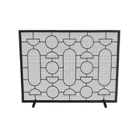 fireplace screen natural iron geometric gray finish 