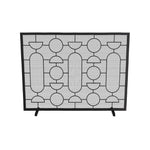 fireplace screen natural iron geometric gray finish 