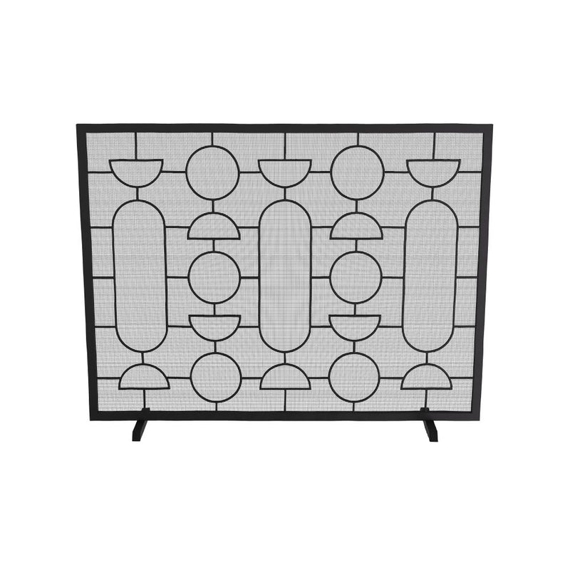 fireplace screen natural iron geometric gray finish 
