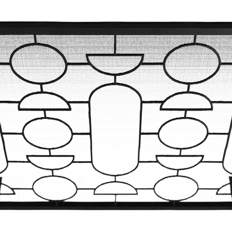 fireplace screen natural iron geometric gray finish 