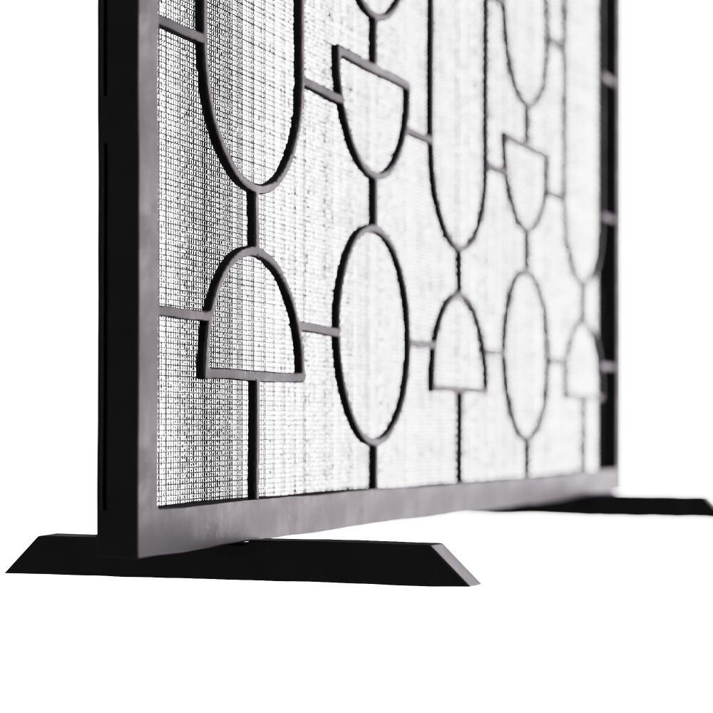 fireplace screen natural iron geometric gray finish 