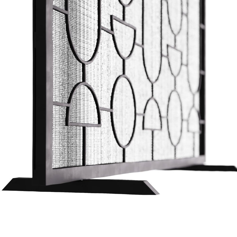 fireplace screen natural iron geometric gray finish 