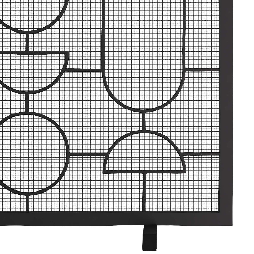 fireplace screen natural iron geometric gray finish 