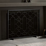 fireplace screen natural iron geometric gray finish 