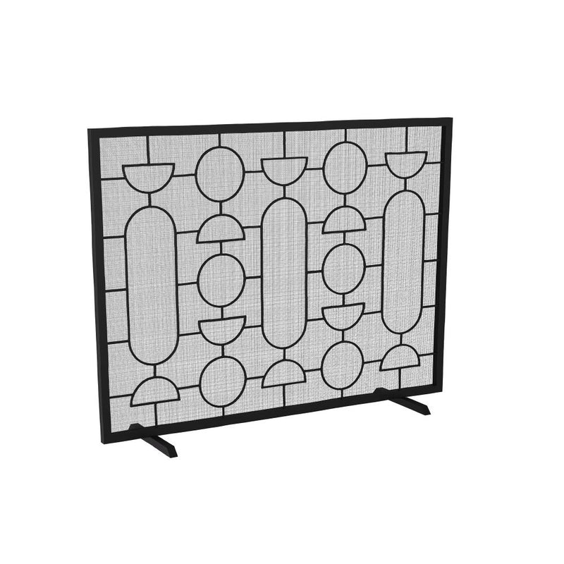 fireplace screen natural iron geometric gray finish 