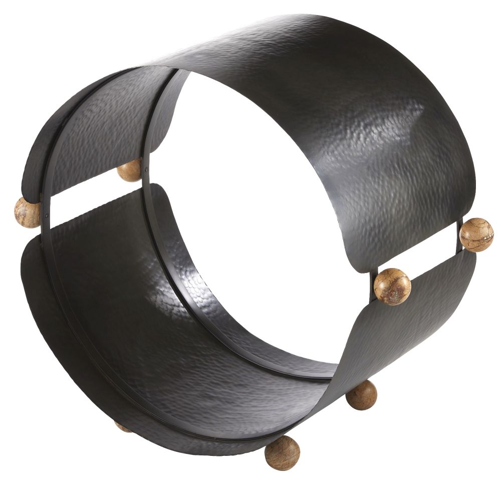 log holder modern hammered iron marble details round