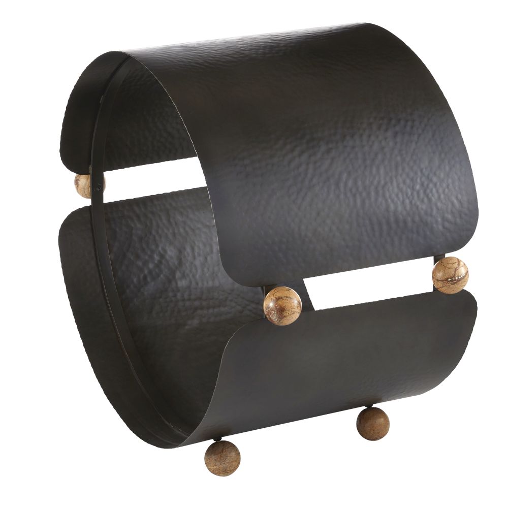 log holder modern hammered iron marble details round
