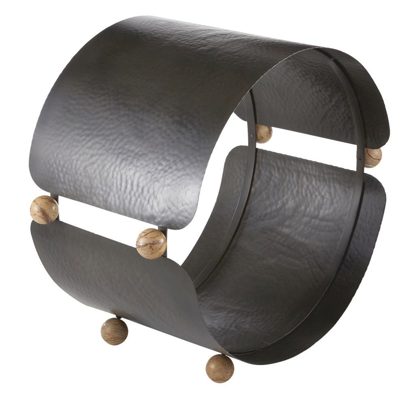 log holder modern hammered iron marble details round