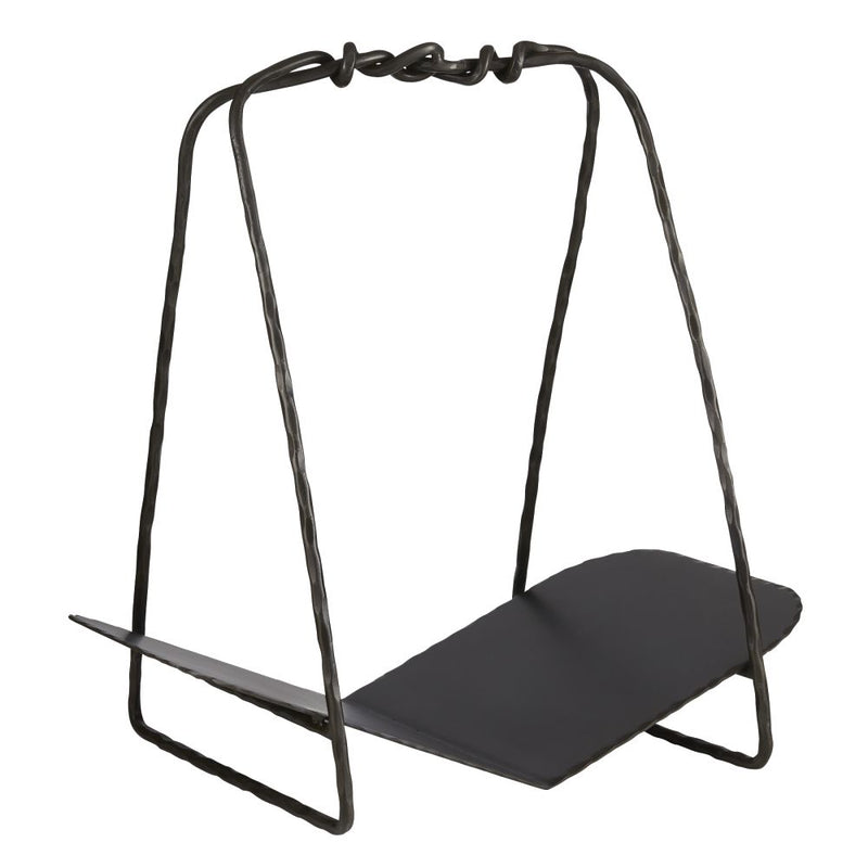 black finish hammered iron log holder 