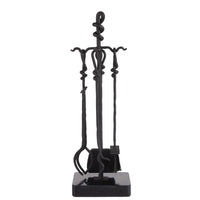 blackened iron fireplace tool set shovel tongs poker