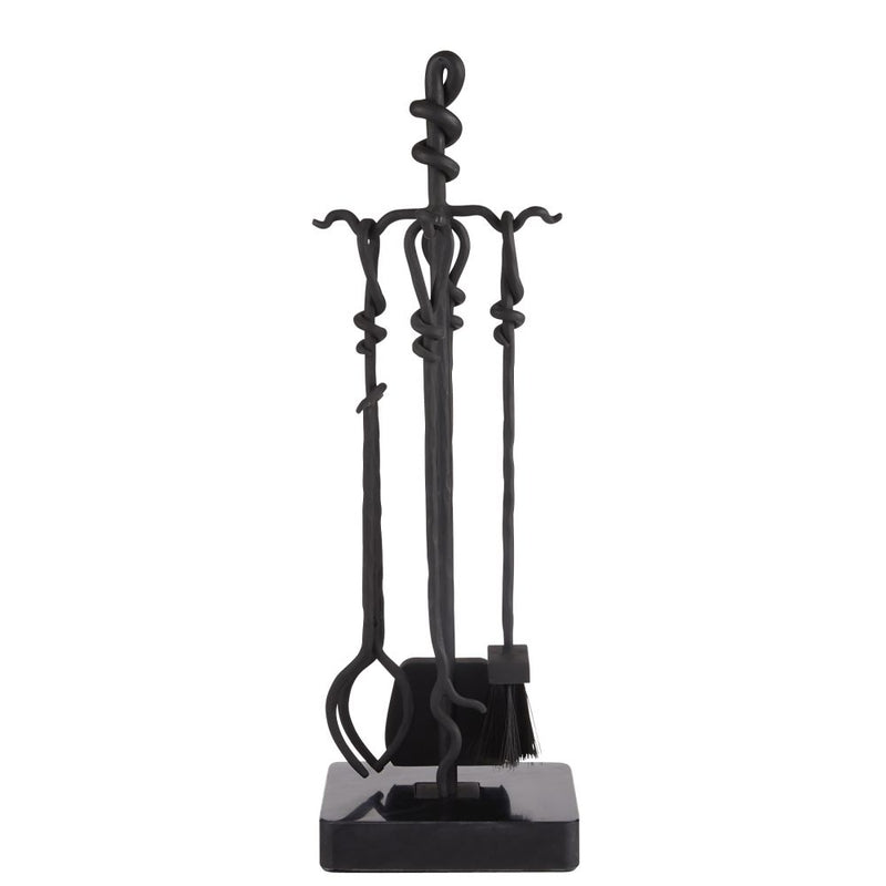 blackened iron fireplace tool set shovel tongs poker