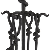 blackened iron fireplace tool set shovel tongs poker