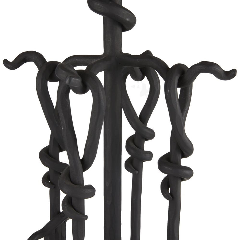 blackened iron fireplace tool set shovel tongs poker