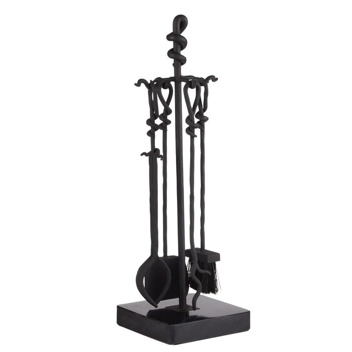 blackened iron fireplace tool set shovel tongs poker