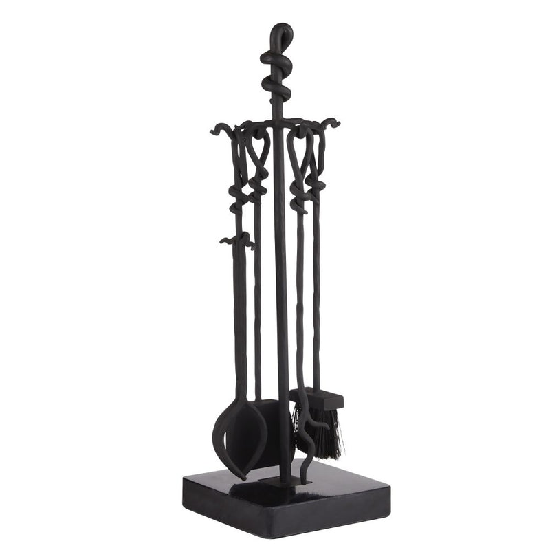 blackened iron fireplace tool set shovel tongs poker