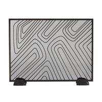 black iron mesh firescreen radial feet unique swirl detail