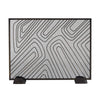 black iron mesh firescreen radial feet unique swirl detail