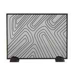 black iron mesh firescreen radial feet unique swirl detail