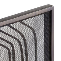 black iron mesh firescreen radial feet unique swirl detail