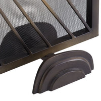 black iron mesh firescreen radial feet unique swirl detail