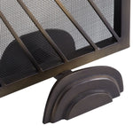 black iron mesh firescreen radial feet unique swirl detail