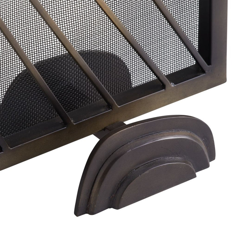 black iron mesh firescreen radial feet unique swirl detail