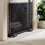black iron mesh firescreen radial feet unique swirl detail