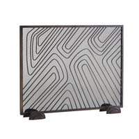 black iron mesh firescreen radial feet unique swirl detail