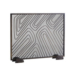 black iron mesh firescreen radial feet unique swirl detail
